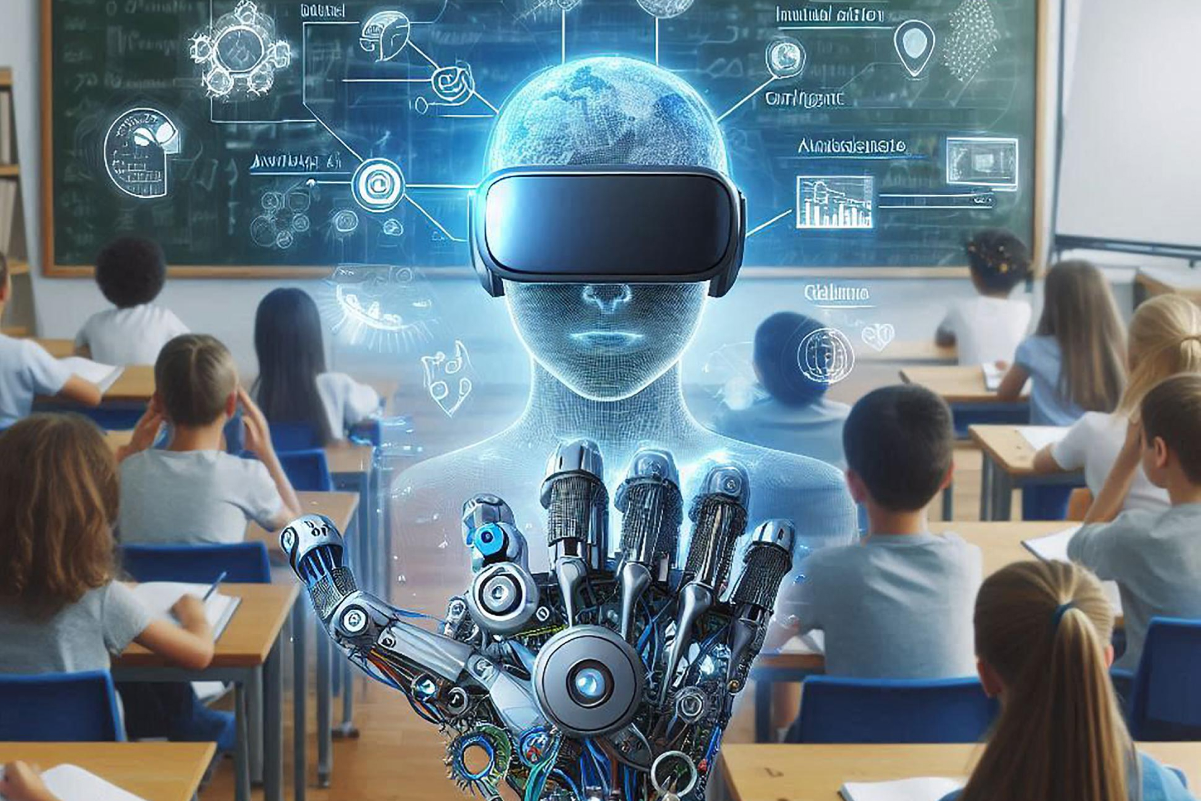 Classroom demonstration of an AI and virtual reality system
